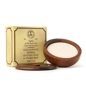 Taylor Of Old Bond Street Sandalwood Shaving Soap In A Wooden Bowl, 3.5 Oz
