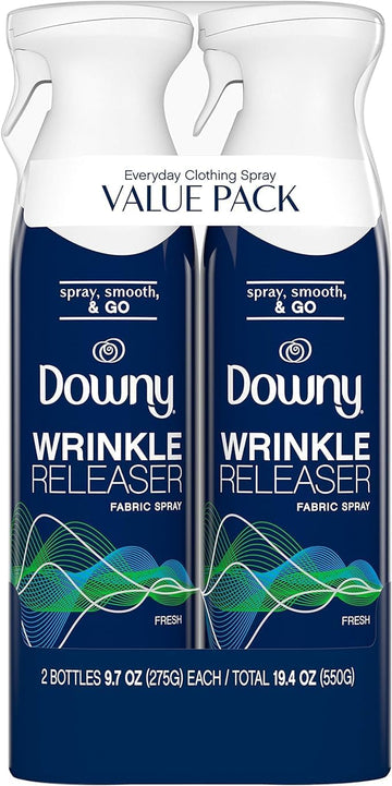 Downy Wrinkle Releaser Spray, All In One Formula, Removes Wrinkles, Static And Odor Eliminator, Light Fresh Scent, 9.7 Fl Oz, Pack Of 2