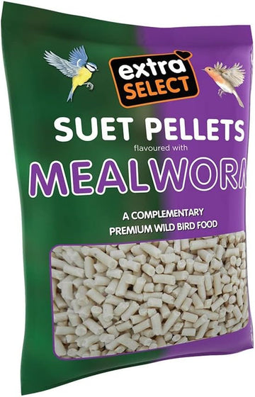 Extra Select Mealworm High Energy Suet Pellets Wild Bird Food - Protein, Fat Rich Year-Round Feeding - 3 Kg Refill08Wb134