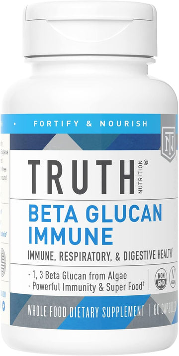 Truth Nutrition Beta Glucan Supplements - Algae Based Beta-Glucan Immune Support Supplement - 60 Beta Glucan Capsules Non-Gmo Yeast Free Immune Health Booster Vegan Supplement 375Mg