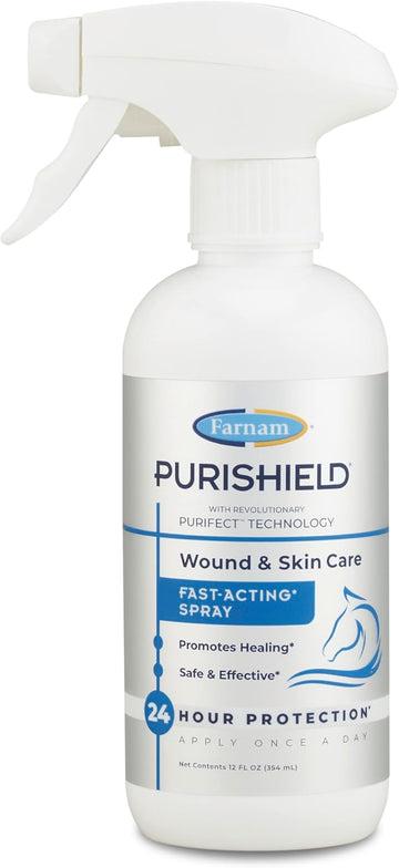 Farnam Purishield Horse Wound Care Fast-Acting Spray For Horses, Dogs, Cats & Livestock, 24-Hour Protection*, Cleans, Treats And Promotes Healing