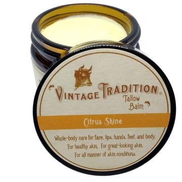 Vintage Tradition Beef Tallow All Purpose Balm – Healing, Hydrating Citrus Oil Skin Care Salve Replaces Body Lotion, Hand Cream, More – Essential Oil,A Olive Oil, And Grass-Fed Tallow, 2 Fl. Oz