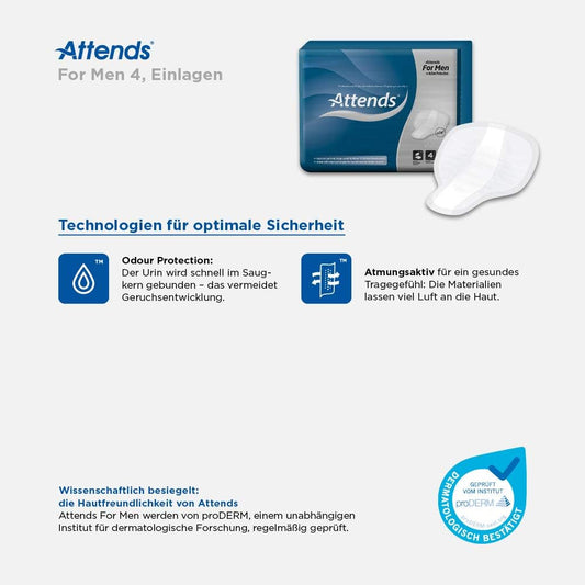Attends For Men 4 Incontinence Pads For Mild Bladder Weakness Pack Of 14