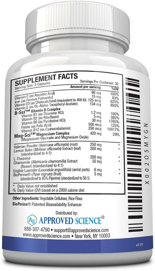 Approved Science Restlex - 420 Mg Magnesium Glycinate Blend, L-Theanine 200 Mg - 60 Capsules