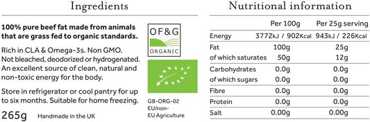 Ossa Organic Tallow | Traditional Beef Fat Or Beef Dripping, British Grassfed Cows | Organic & Keto (Tallow) - Parent (Tallow Six Pack)