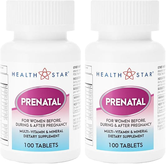 Gericare Prenatal Multivitamin By Healthstar For Healthy Mom And Baby - Folate + Vitamin C + Vitamin D + Iron + Calcium + B12-100 Tablets