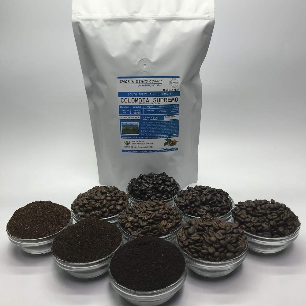 Colombia Supremo (Fresh Roasted Coffee) Arabica South America roasted-to-order daily full-city roast whole bean we can grind or provide lighter or darker roast upon request message at checkout