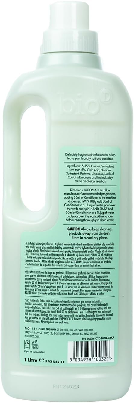 Bio D Extra Concentrated Liquid Fabric Conditioner Juniper 1L | 33 Washes | Allergy Free | Vegan | Cruelty Free