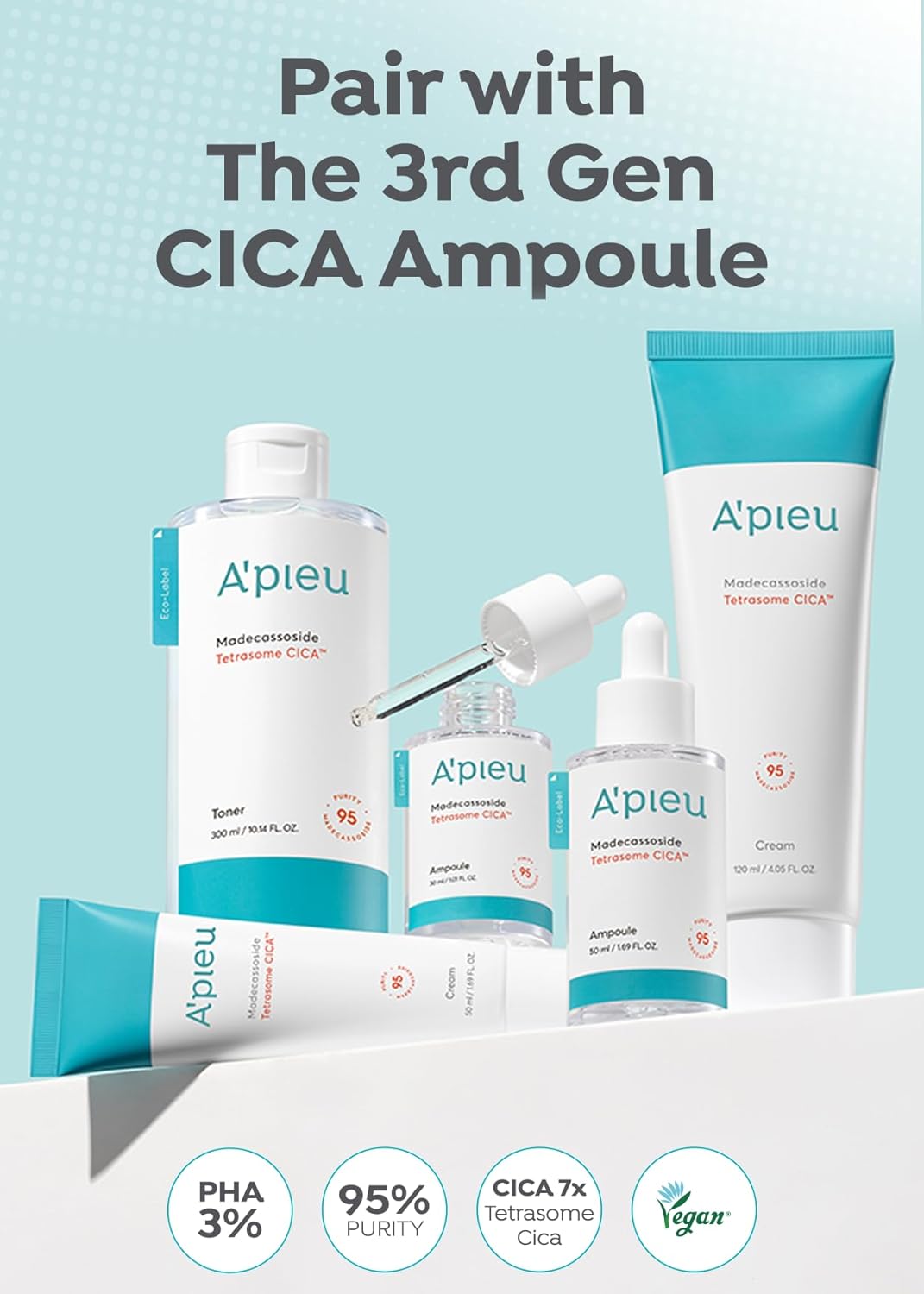 A'Pieu Madecassoside Tetrasome Cica Face Serum Ampoule 1.69 Fl Oz / 50Ml - Upgraded Madecassoside Ampoule, Enhanced Skin Protection, Tetrasome Technology, Smooth Application, 3X Faster Absorption : Beauty & Personal Care