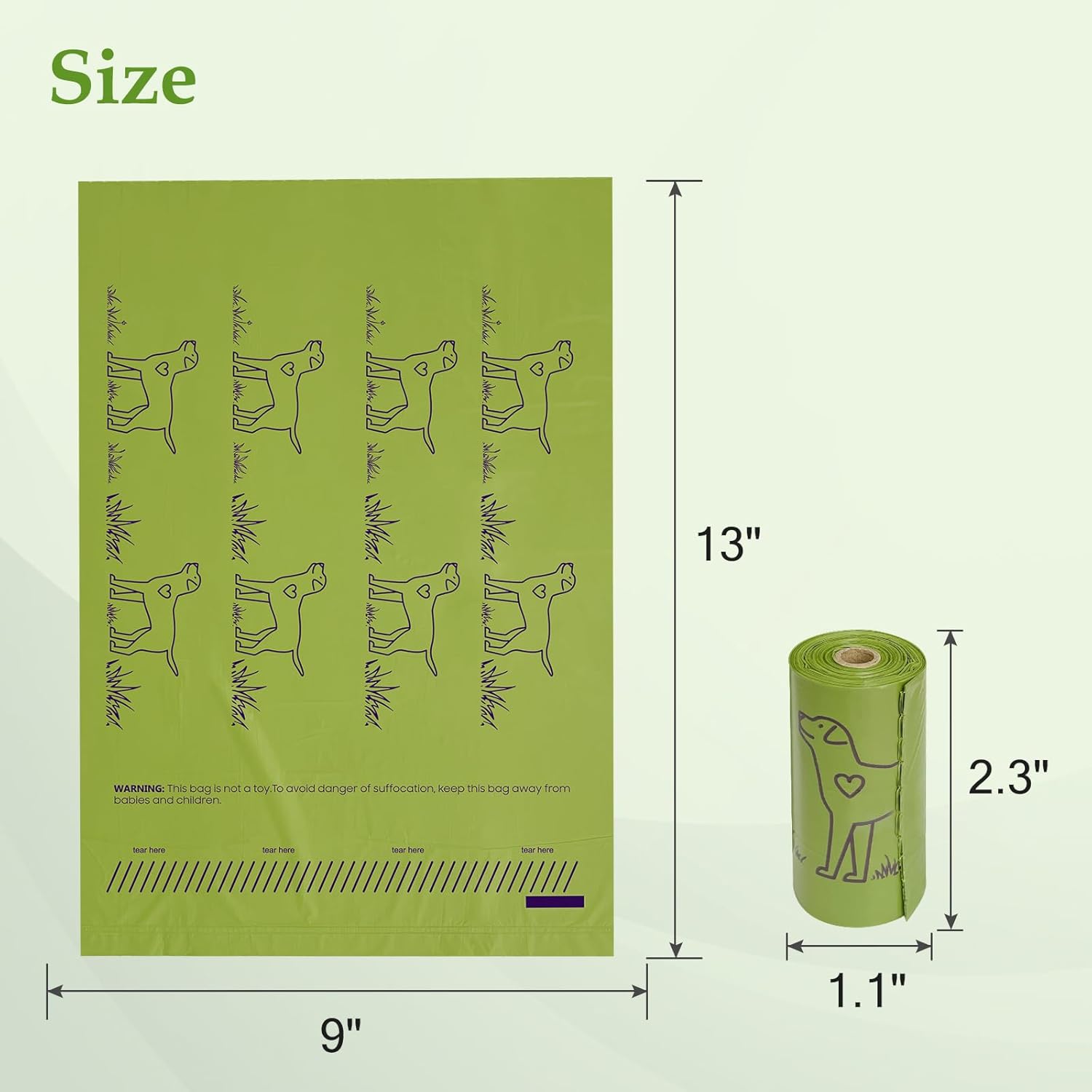240 Count 13” X 9”Dog Poop Bags Rolls, Leakproof Strong & Sturdy Waste Bags For Doggie Cat Pet