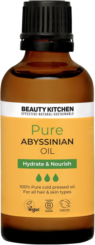 Beauty Kitchen - 100% Pure Abyssinian Oil - Cold Pressed Crambe Seed Oil For Skin, Hair, Face And Nails - Fast-Absorbing, Lightweight Moisturiser - Rich In Omegas & Vitamins - 50Ml
