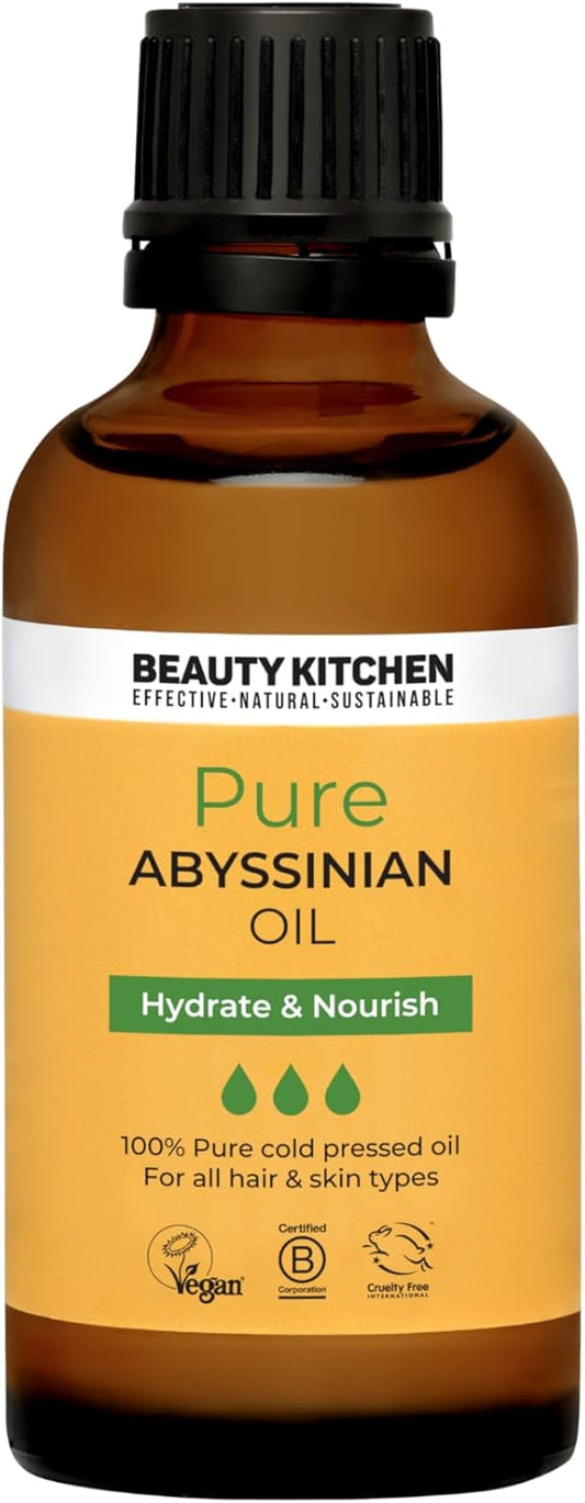 Beauty Kitchen - 100% Pure Abyssinian Oil - Cold Pressed Crambe Seed Oil For Skin, Hair, Face And Nails - Fast-Absorbing, Lightweight Moisturiser - Rich In Omegas & Vitamins - 50Ml