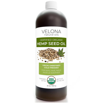 velona Hemp Seed Oil USDA Certified Organic - 32 oz | 100% Pure and Natural Carrier Oil | Unrefined, Cold Pressed | Hair, Body, Face & Skin Care