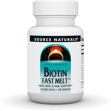 Source Naturals Biotin Fast Melt, Hair Skin And Nail Support*, 10,000 Mg - 60 Fast Melt Tablets