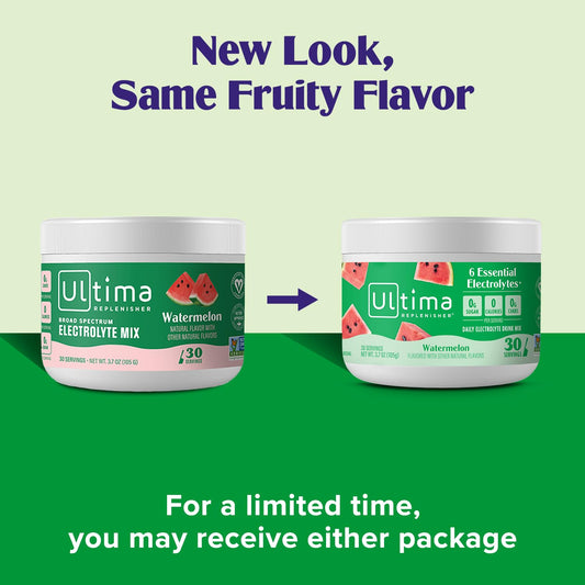Ultima Replenisher Daily Electrolyte Drink Mix β Watermelon, 30 Servings β Hydration Powder With 6 Key Electrolytes & Trace Minerals β Keto Friendly, Vegan, Non-Gmo & Sugar-Free Electrolyte Powder