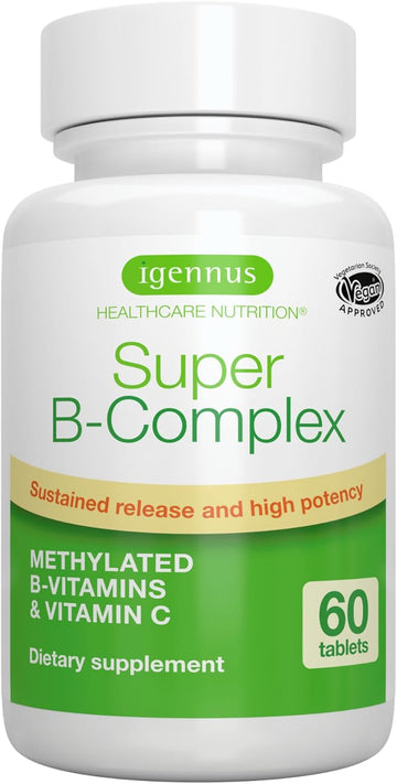 Super B-Complex β Methylated B Vitamins, Mthfr Supplement With Methylfolate & B12 Methylcobalamin, Sustained Release, Clean Label, Vegan, Lab Verified, 60 Small Tablets By Igennus
