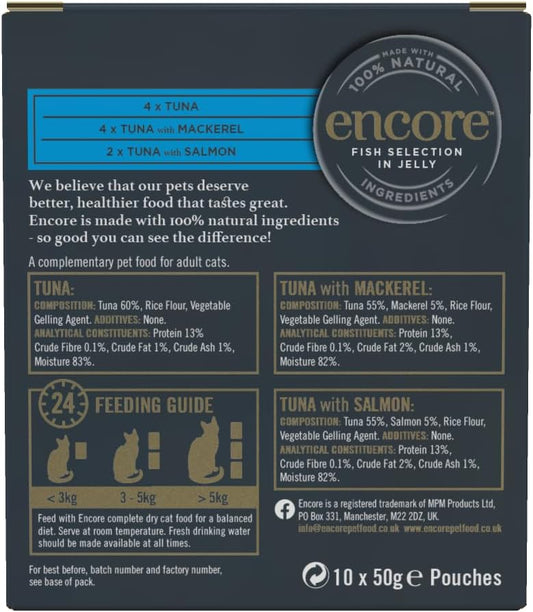 Encore 100% Natural Wet Cat Food, Multipack Fish Selection, 4 X 10 X 50G Pouches (Total 40 Pouches)Enc8300-1En