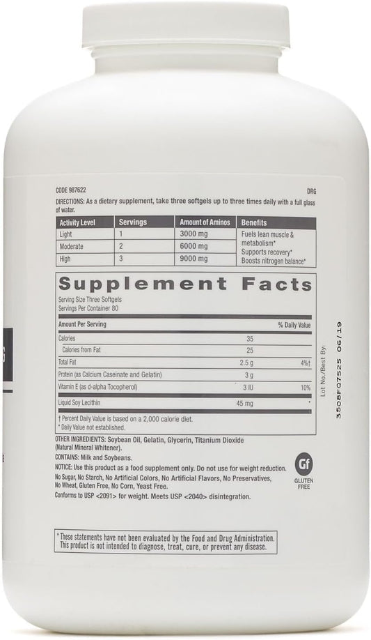 Gnc Pro Performance Amino 3000Mg, 240 Softgels, Supports Protein Synthesis And Muscle Repair