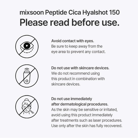 Mixsoon Peptide Cica Hyalshot 150, 1.69 Fl. Oz / 50Ml Centella Asiatica, Hyaluronic Acid For Sensitive Skin Lightweight & Fragrance-Free Korean Glass Skin Care