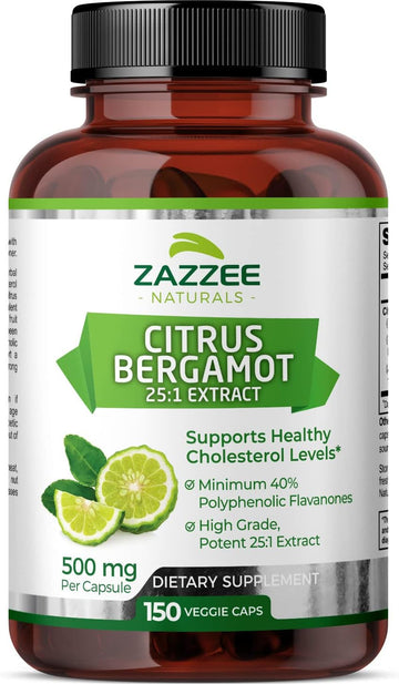 Zazzee Extra Strength Citrus Bergamot 25:1 Extract, 500 Mg Per Capsule