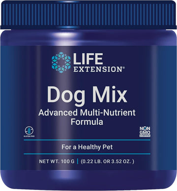 Life Extension Dog Mix - Daily Nutrition Care Supplement Powder For Your Canine Pet - Advanced Formula With Vitamins, Probiotics & Essential Fatty Acids - Gluten-Free, Non-Gmo – 100 G, 60 Servings