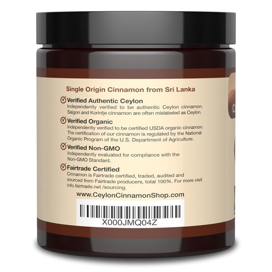 Ceylon Cinnamon Shop Organic Ceylon Cinnamon (100% Certified) Powder, 8 Ounces