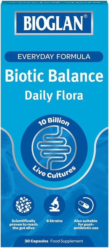 Bioglan Biotic Balance Daily Flora Cfu 10 Billion Live Cultures 6 Live Strains - 30 Capsules (Pack Of 2)