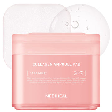 Mediheal Collagen Ampoule Pad β Square Cotton Facial Toner Pads Collagen & Ceramide - Skin Firming & Restore Elasticity - Tighten Wrinkles & Lines - Vegan Eco Silk Pads, 100 Pads