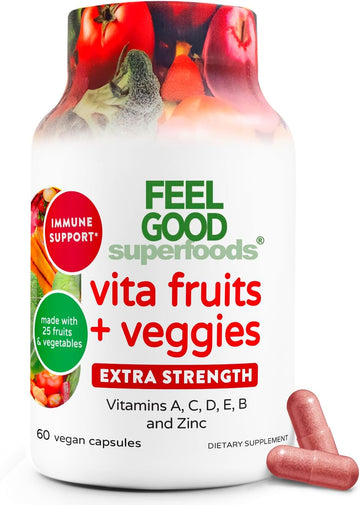 1000Mg Immune Support Capsules Made With 25 Organic Fruits And Vegetables, Strong Immunity Boosters With Vitamins A, C, D3, And Zinc, 60 Count
