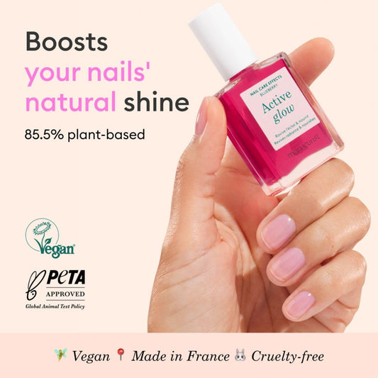 Manucurist Active Plump Nail Polish & Care - Collagen & Peach Extract - No Lamp - Nail Hydrator With Ultra-Glossy Baby Rose Shimmer For Instant Plumping Effect - Nail Volumizer - Vegan & Plant-Based