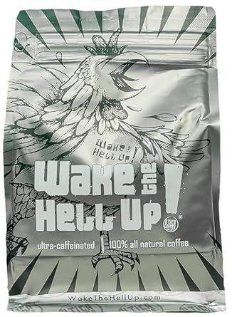 Wake The Hell Up! 12Oz Ultra-Caffeinated Ground Coffee, Low Acid, Medium-Dark Roast