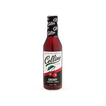 Collins Cherry Syrup, Cherry Simple Syrup, Real Sugar Cocktail Syrups, Soda Water Flavors, Cocktail Mixers, 12.7 Ounces, Set Of 1