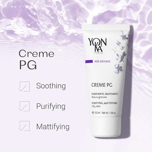 Yonka Creme Pg Creme (50Ml) Mattifying Protective Cream For Oily Skin, Anti-Aging Balancing Treatment For Shine And Redness, Paraben-Free
