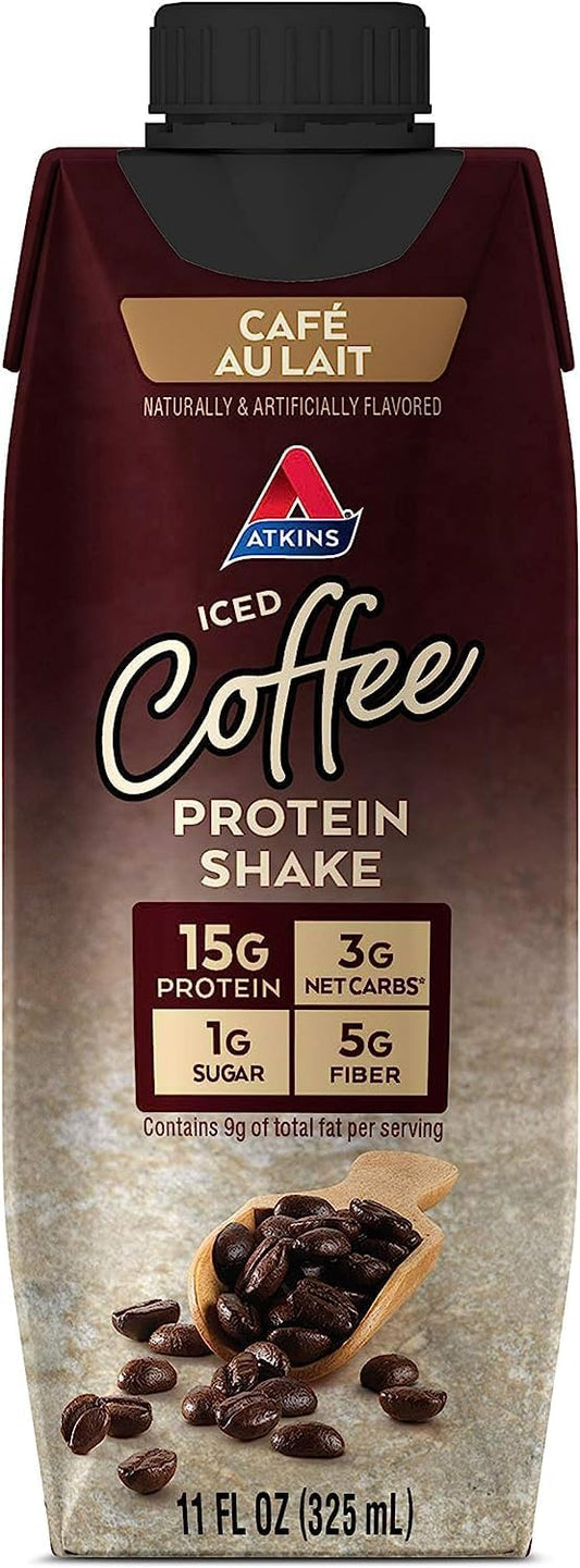 Atkins Café Caramel Iced Coffee Flavored Protein Shake, High Protein Shake, Low Glycemic, Low Carb And Low Sugar, Keto Friendly, Gluten Free, 12 Count