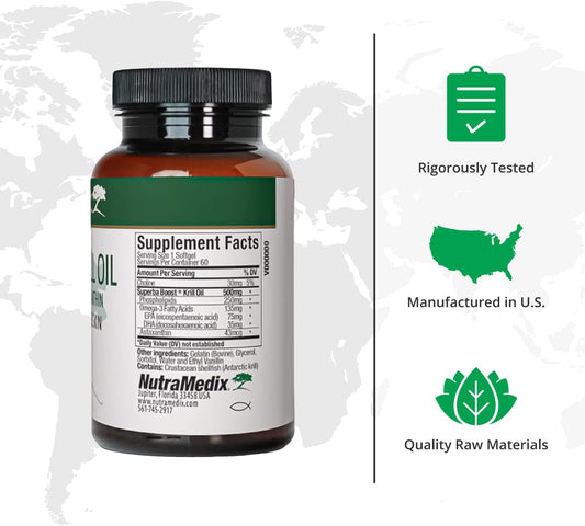 NutraMedix Antarctic Krill Oil 500mg - Fish Oil Supplement - Omega-3s