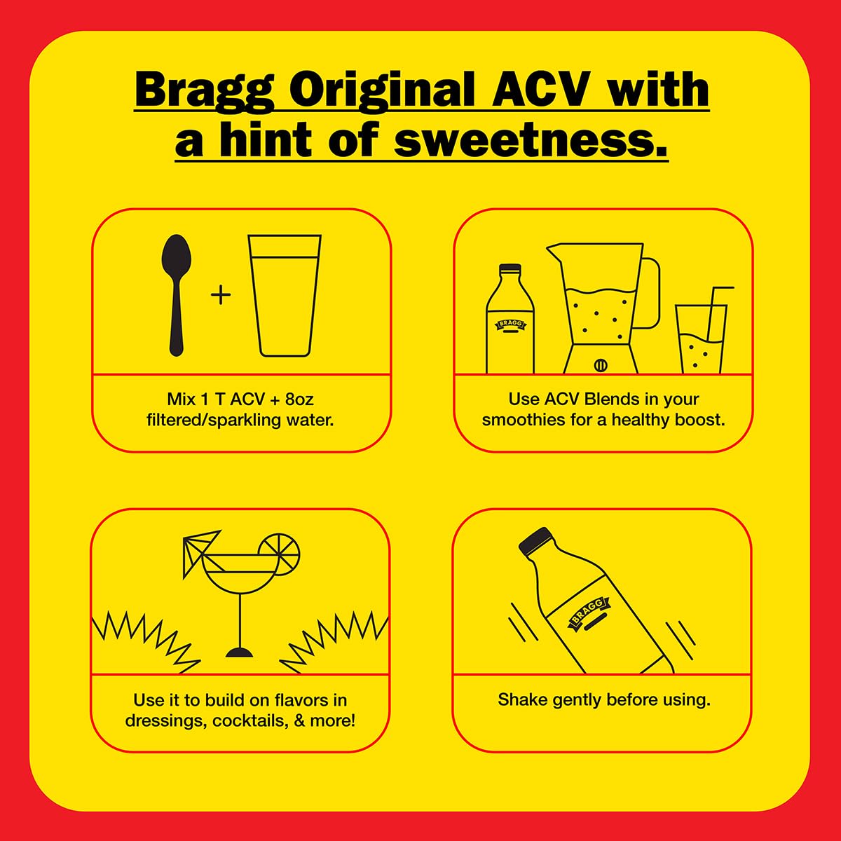 Bragg Organic Apple Cider Vinegar Honey Cayenne Wellness Cleanse With The Mother - 16 Fl Oz - Raw And Unfiltered : Grocery & Gourmet Food