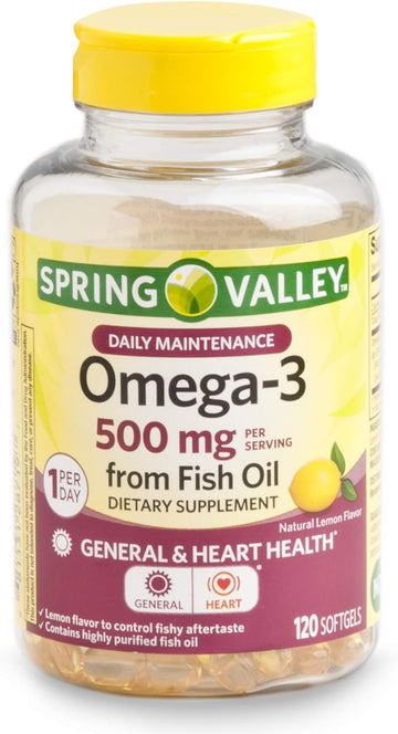 Spring Valley Omega-3 500 mg from Fish Oil, Heart Health, Lemon,120 So