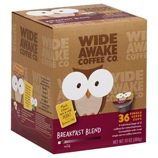 Wide Awake Coffee Breakfast Blend K-Cups 13Oz Package - Contains 40 Keurig Compatible Single Serve Cups