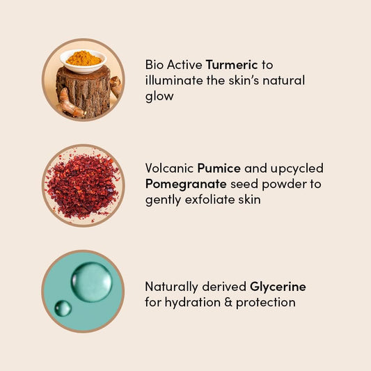 Urban Veda Radiance Body Scrub | Brightening & Exfoliating Body Scrub | For Dry & Dull Skin | Pumice And Pomegranate | Turmeric & Goji Berry | Natural Body Scrub Exfoliator For Men And Women | 200 Ml