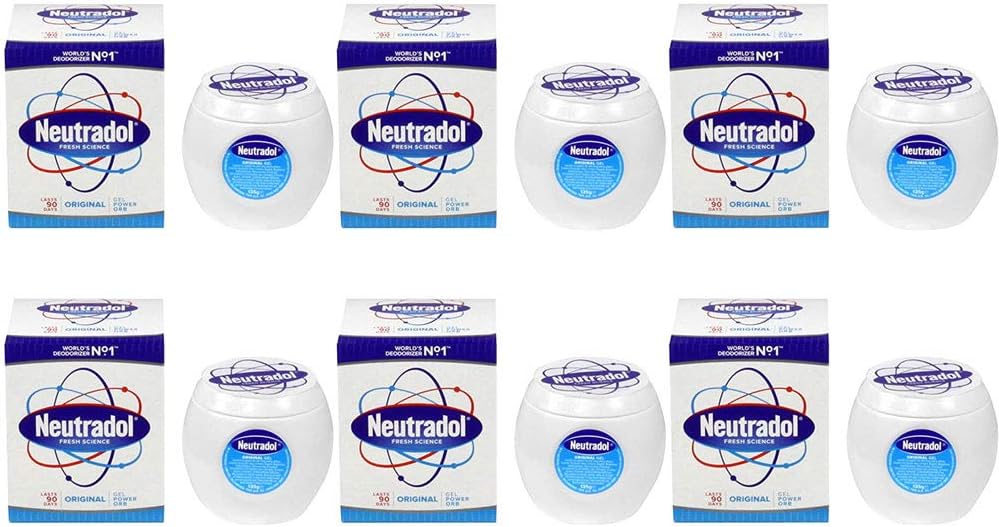 Neutradol Slow Release Gel, Air Freshener And Odour Eliminator, No Plug Or Spray Needed, Original, Multipack Of 6 X 135G