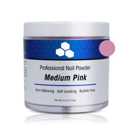 Deenti Nail Powder And Liquid Monomer Set - 4Oz Medium Pink Acrylic Nail Powder Dip For Nails + 4Oz Nomma Plus Professional Liquid Monomer