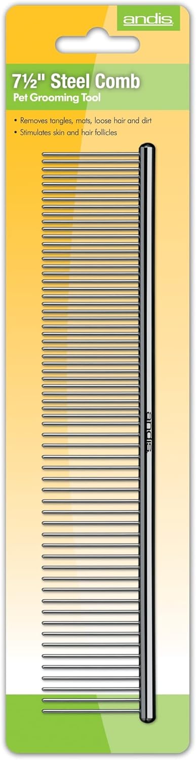 Andis 65730 Stainless-Steel Comb for Knots, Mats & Loose Hair Removal - Effective Dematting Tool, Comfortable, Lightweight, Portable & Safe for Dogs, Cats & Pets โ Silver, 7-1/2-Inch : Beauty & Personal Care