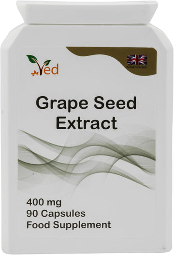 Ved Opc Grape Seed Extract Capsules, Min. 95% Oligomeric Proanthocyanidins,400 Mg 90 Vegan Capsule (3 Months Supply)