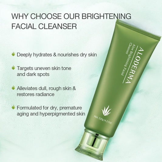 Aloderma Skin Brightening Face Cleanser Made with 77% Organic Aloe Vera - Natural Brightening Daily Face Wash with Licorice for Radiant Skin - Gentle, Nourshing Formulf for Everyday Use, 4.2oz