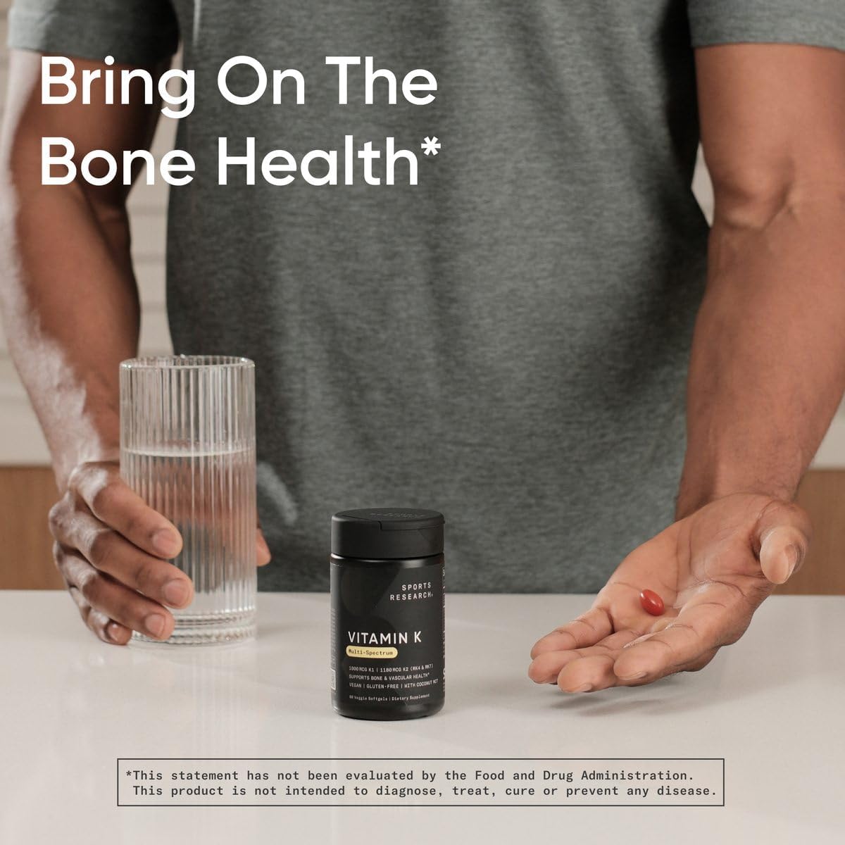 Sports Research® Multi-Spectrum Vitamin K With Coconut Mct Oil - Plant Based Vitamin K1 & K2 (Mk-4 + Mk-7) - Vegan Certified, Non-Gmo & Gluten Free - 60 Veggie Softgels