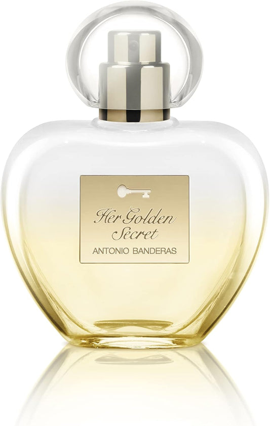 Banderas Perfumes - Her Golden Secret - Eau De Toilette Spray For Women - Long Lasting - Femenine, Charming And Romantic Fragance - Fruity, Floral And Vanilla Notes - 50 Ml