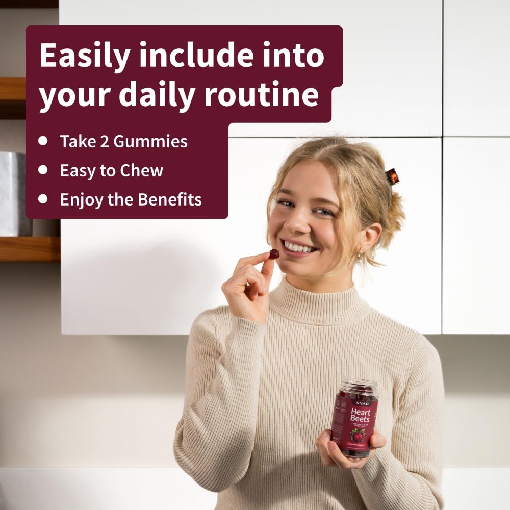 Snap Supplements Heart Beet Gummies, Blood Flow and Blood Circulation Supplements, Heart Health Supplements, 60 Count : Health & Household