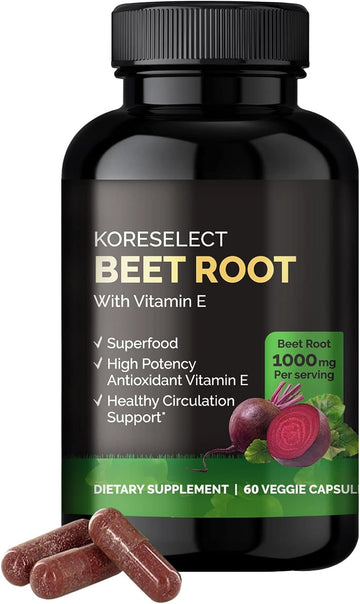 Beet Root 1000Mg Capsules With Vitamin E -Supplement, Immune Support, Athletic Performance With Vegan 60 Caps, For Women And Men