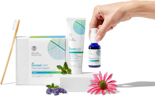 Biocidin Dentalcidin Oral Care System - Fluoride Free Toothpaste + Mouth Wash To Support Gum Health, Gentle Teeth Whitening & Biofilm Plaque Removal - For Adults & Kids