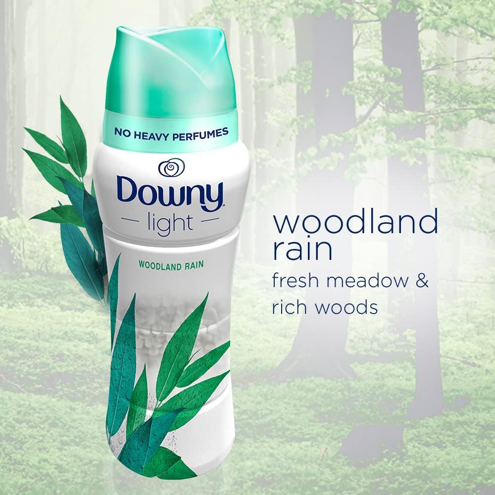 Downy Light Laundry Scent Booster Beads For Washer, Woodland Rain, 26.5 Oz, With No Heavy Perfumes